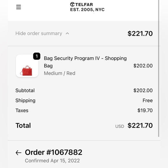 Telfar medium Scarlet Red Tote Bag - Picture 2 of 2